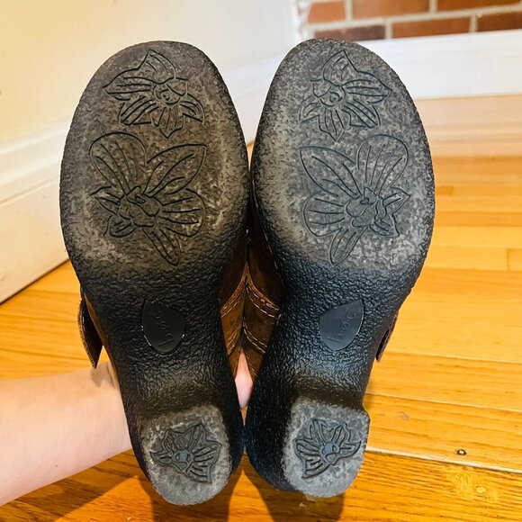 Born Womens Mule Size 8 Brown Leather Block Heel Clog Comfy Shoe - Picture 7 of 14